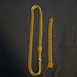 14k plated cuban link set