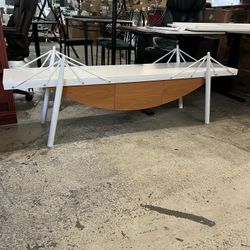 Sailboat-Shaped TV Stand, 70.87 inch Modern Entertainment Center with Drawer, MDF Wood Media Console Table, Unique Nautical Design, Sturdy Metal Suppo