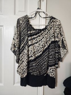 XL. AB Studio Animal Print Sheer Blouse