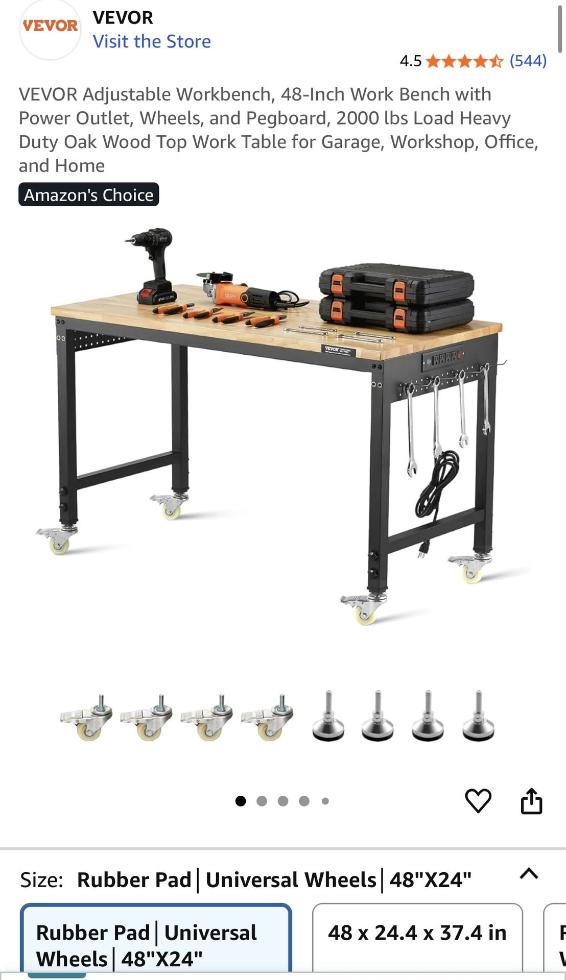 VEVOR Adjustable workbench With Power Outlet