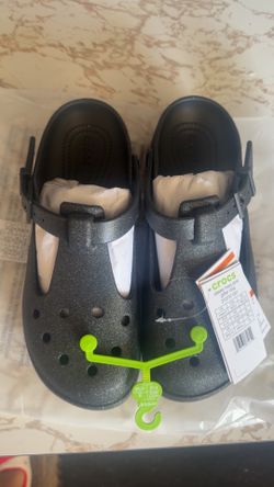 Mary Jane Black Glitter Crocs