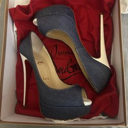Louboutin Denim Peep Shoe