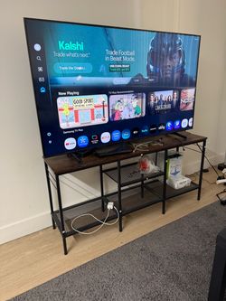 Samsung 55" 4K Smart TV (2024 DU8000) + Modern TV Stand Console (Bundle)