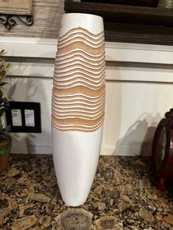 White and Light Brown Wave Vase