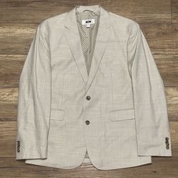 Joseph Abboud Blazer Cotton Beige Sport Coat Casual Jacket Light Plaid Mens M