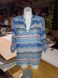 Women's Multicolor Wave Print Blouse 1X