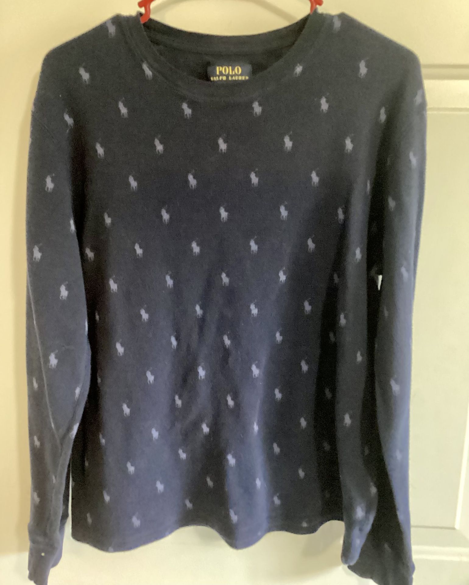 Ralph Lauren POLO RALPH LAUREN SLEEPWEAR Thermal Long T-Shirt, Honeycomb, Men's Size M cotton navy blue type Vintage Second Hand main image 1