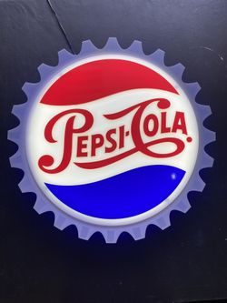 PEPSI-COLA Classic Round “Bottle Cap” LED Light Up Sign