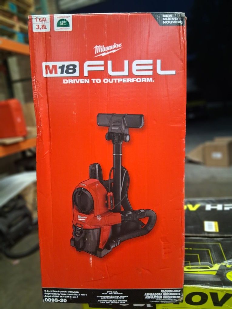 Milwaukee
M18 FUEL 18-Volt Lithium-Ion Brushless Red HEPA Multisurface 1 Gal. Cordless 3-in-1 Backpack Vacuum 