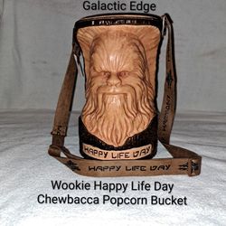 New Disney Parks Star Wars Galaxies Edge Wookie Happy Life Day Chewbacca Popcorn Bucket With Lanyard