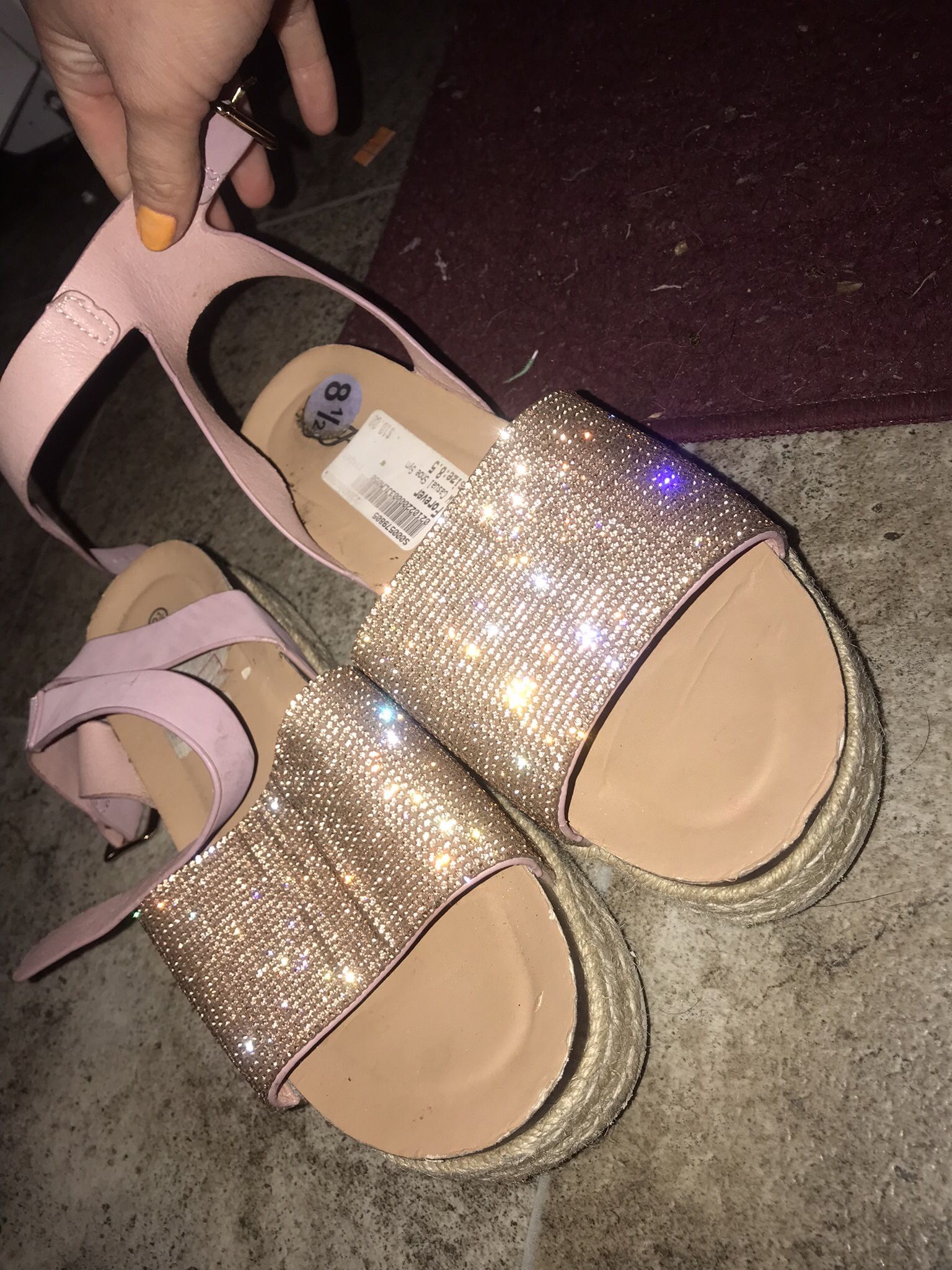 Rose Gold Rhinestone Platforms 8.5