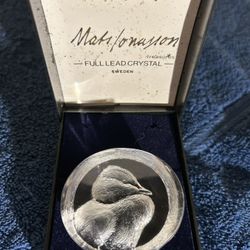 Mats Jonasson Duckling Paperweight  Swedish Lead Crystal