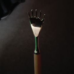 Back Scratcher Gold Colored Hand Wooden Handle 