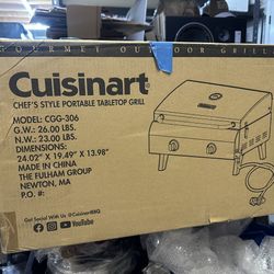 Cuisinart Chef's Style Tabletop Portable Propane Grill, 20,000 BTU Stainless Ste