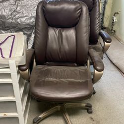 Large Brown Italian Leather Chairs