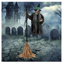 7FT Animatronic Flying Witch – LED & Sound Activated