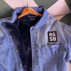 Raf Simons Denim Faux Fur Jacket