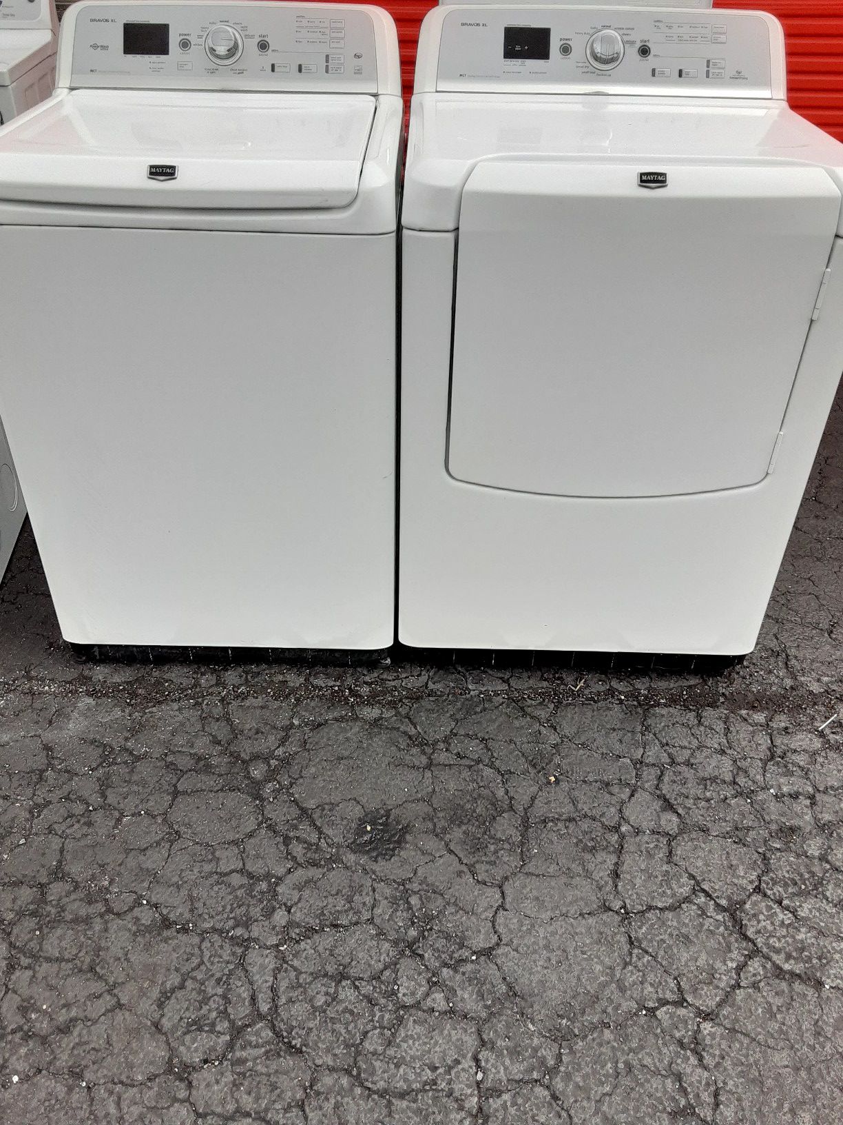 BEAUTIFUL MAYTAG SUPER CAPACITY WASHER DRYER SET WITH STAINLESS STEEL TUB AND NO AGITATOR