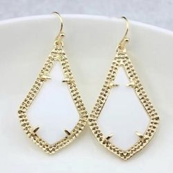 14k Gold plated White teardrop dangle earrings
