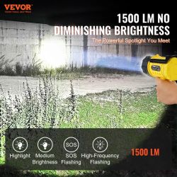 Rechargeable Spotlight Flashlight, 1000,000 Lumens, IP67 Waterproof Handheld LED Spot Light, Super Bright Portable Searchlight with 4 Modes Detachable