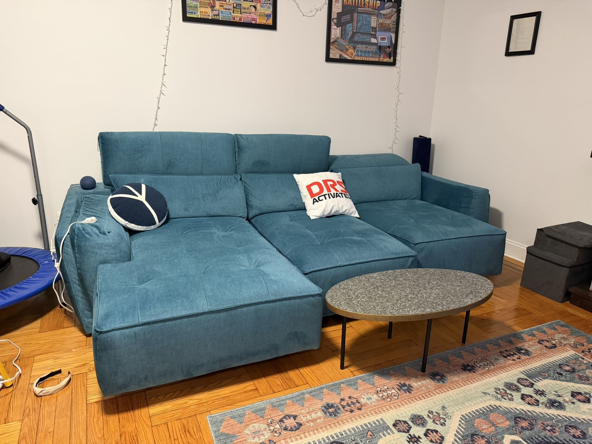Teal Sectional Sofa – Deep Seats, Super Comfortable, Great Condition