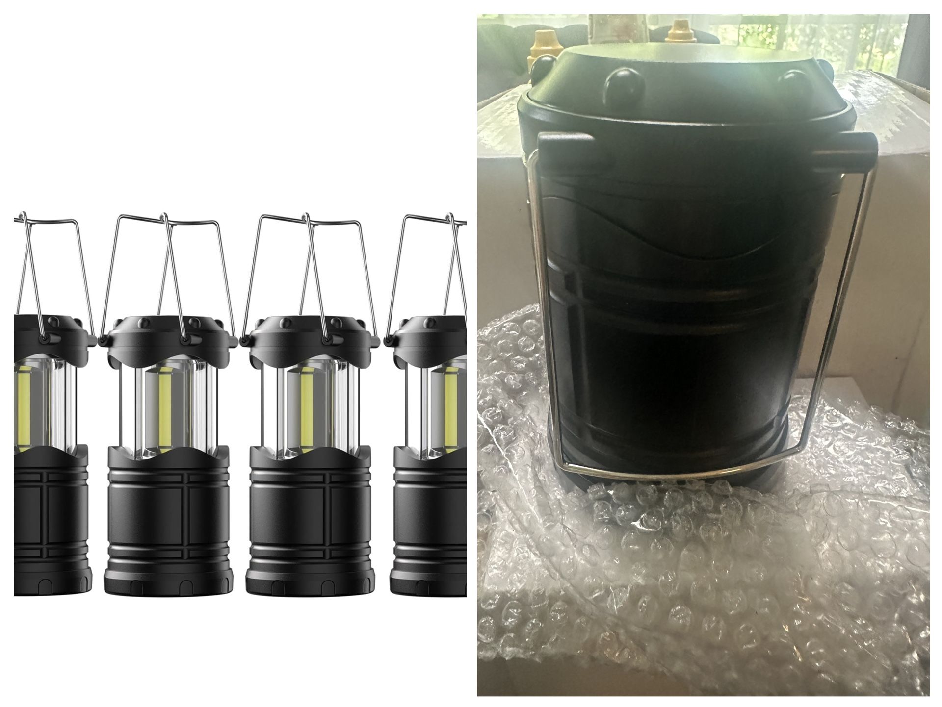 LED Camping Lantern, 4 Pack Battery Powered Flashlight for Power Outages, Portable Collapsible Hanging Light Essential for Home, Outdoor, Emergency La