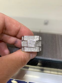 14k white gold huge men’s princess cut diamond ring