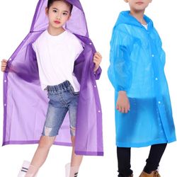 Kids Rain Jacket, 2 Pack Rain Ponchos for Kids with Hood and Sleeves Reusable Raincoats for Boys and Girls ( please follow my page all brands new )