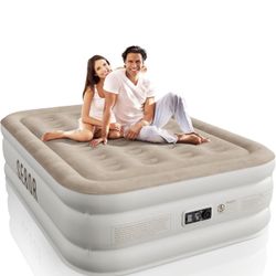 Air Mattress Full with Built-in Pump 18", Comfortable Self-Inflating Air Mattress with High-Speed Pump, Durable Blow Up Mattress Full with Storage Bag