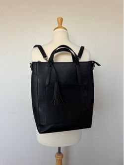 Convertible Laptop Tote Bag Backpack - Black