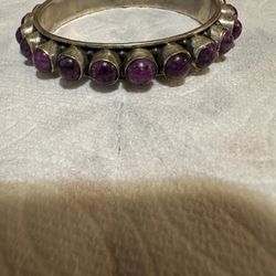 Purple spiny oyster bangle bracelet Navajo Sterling