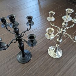 12 Candelabras - 14" Blank and silver tone 