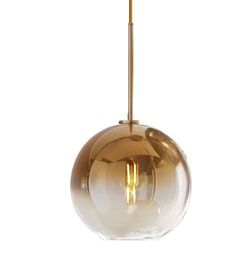 H XD GLOBAL Gradient Color Glass Pendant Light,Modern Glass Hanging Light Chandelier Light (Gold, 25cm)