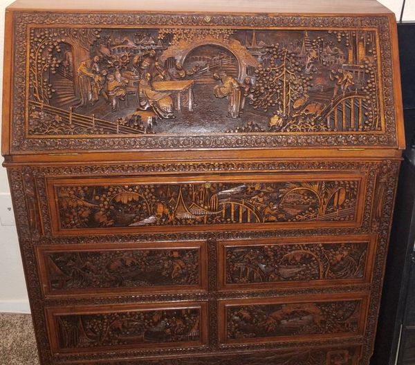 Hand Carved Asian Secretary Desk For Sale In Las Vegas Nv Offerup