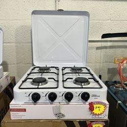 Estufas Nuevas De Mesa ConTapa De 4 Hornillas Color Blanco ( Solo Para Gas Propano El Mismo Del BBQ )