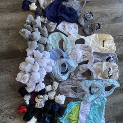 Newborn baby Socks Bibs Hats Mits Etc Please See Description