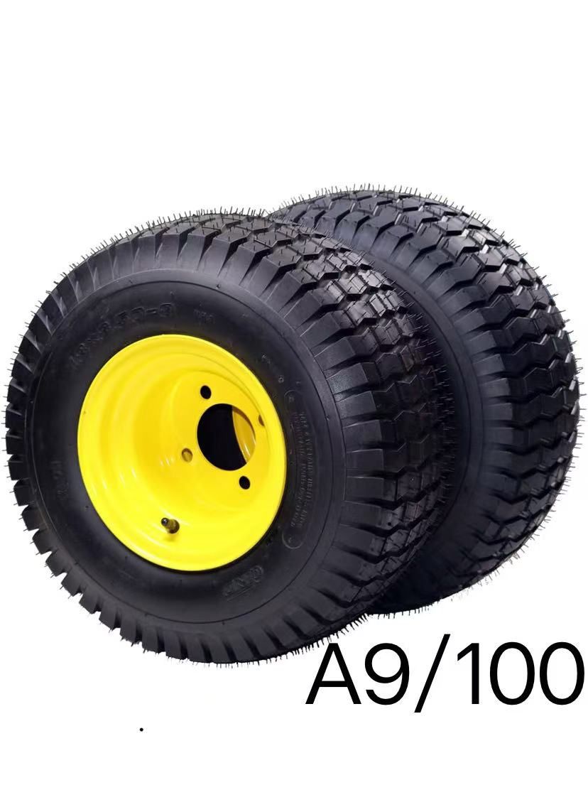 18x8.50-8 Lawn Mower Tire with Wheel Assembly - 4 Lug, 4" Center, 2.83" Center Bore, 4 Ply Tractor Turf Tire, 825 Lbs Capacity, Set of 2
