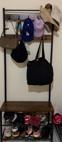27.6” Wide Shoe Storage with bag / coat rack and bench.
