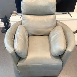 Grey Leather Rocking/swivel/power Recliner 