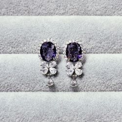 Amethyst & White Sapphire Earrings 