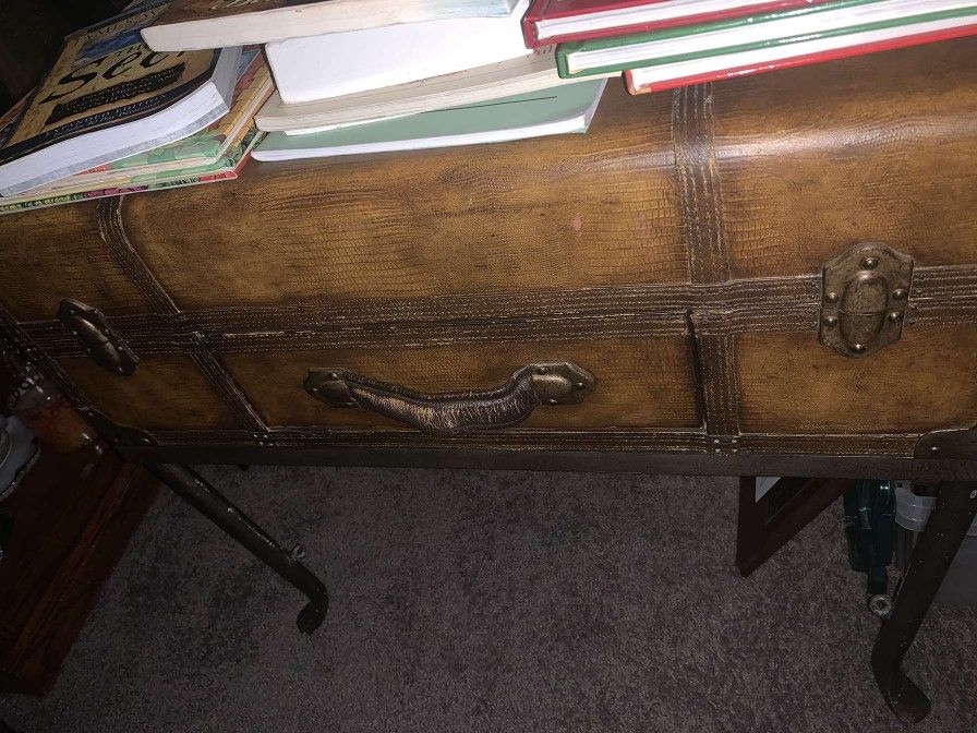 Suitcase Table Vintage & Large -Very Cool Drawer Opens For Storage