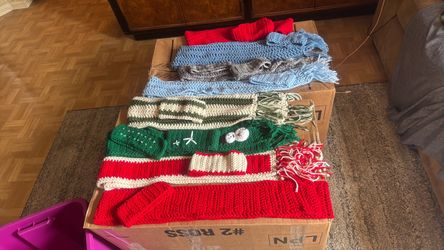 Handmade crocheted, scarf and headbands