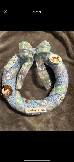 Baby boy-Handmade crochet Wreath