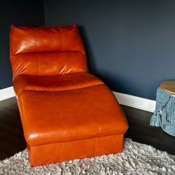 Chaise Lounge - Orange Bonded Leather