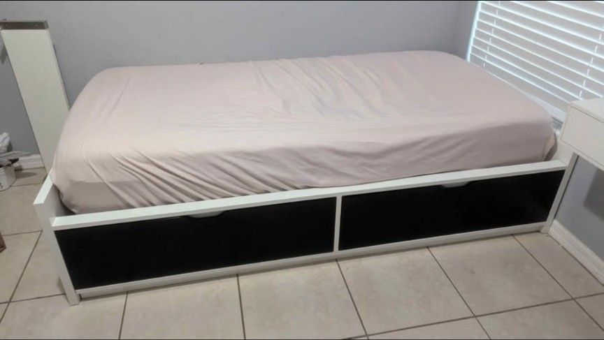 Twin Sized IKEA Flaxa bed frame with storage