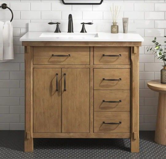 Home Decorators Collection
Bellington 36 in. Single Sink Almond Toffee Bath Vanity with White Engineered Stone Top (Assembled)