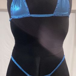 Sexy Blue Thong With Blue Rhinestones
