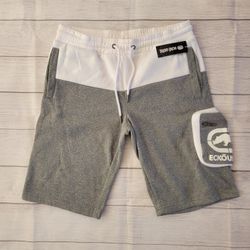 Ecko Unltd Mens Sweat Fleece Shorts Gray/White Size Small MSRP $48