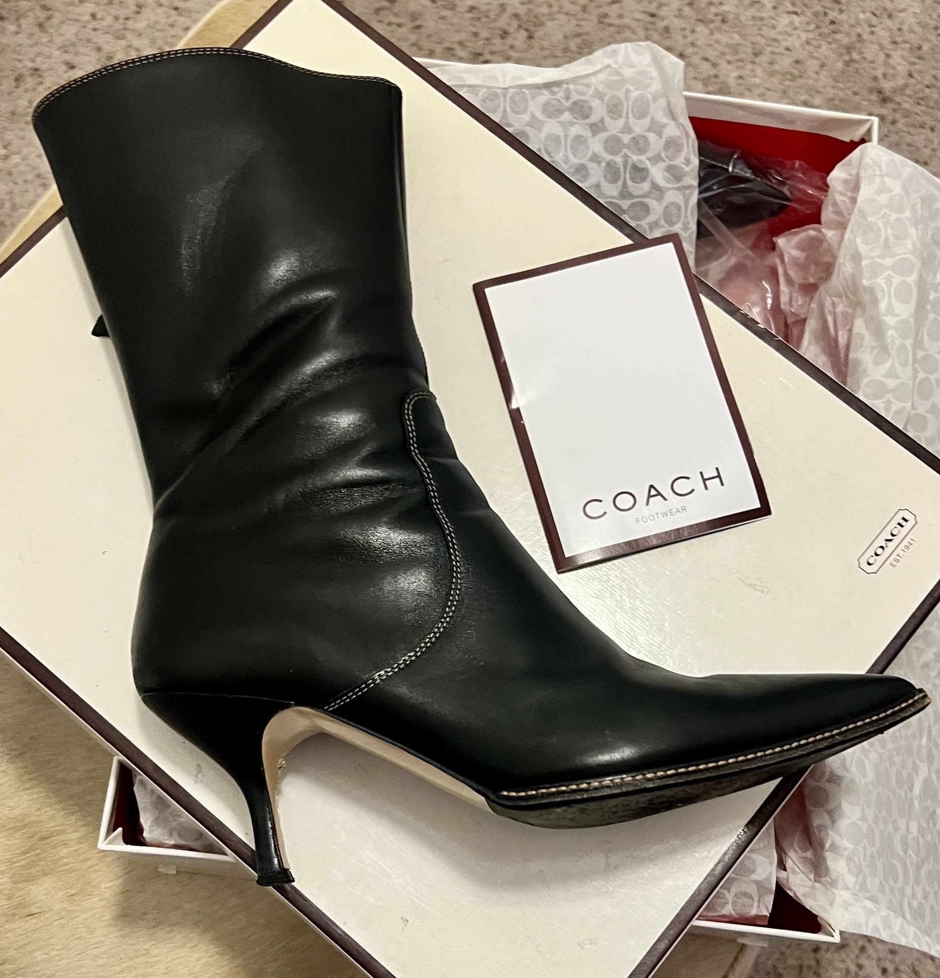 Coach Leather Boots Size 8.5 - Black