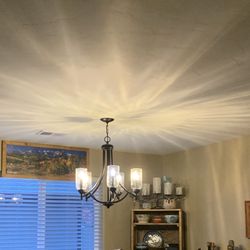 5-light CHANDELIER + 2 matching Pendant Lights